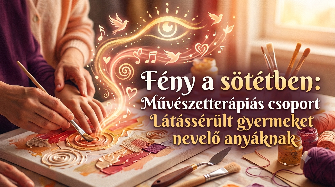 Fény a sötétben csoport borítóképe: két kéz együtt fest egy vásznat, fölötte fénylő szem és madarak